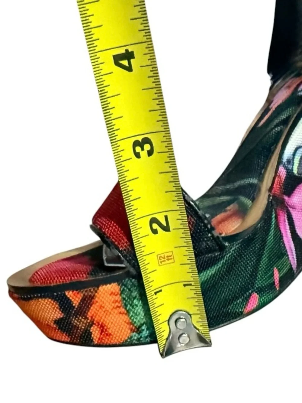 Ted Baker Floral Print Black Wedge Sandals with Ankle Strap - Picture 9 of 10